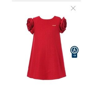 Richie House Girls Red Flower Sleeve Slightly Flared Dress 8/9 pageant